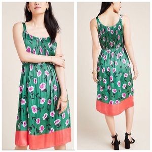 Anthropologie Green Pleated Dress 1X